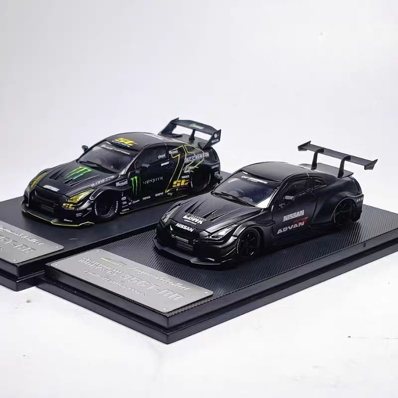 MC 尼桑日产GT-R R35 LB宽体改装电镀金色1:64 仿真合金汽车模型