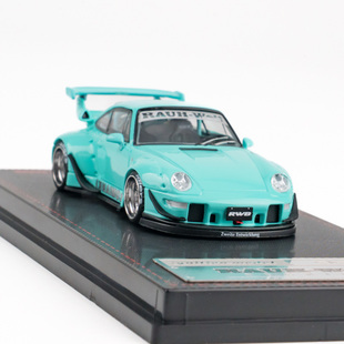 保时捷RWB 993 宽体改装 蓝 IG 1:64 仿真汽车模型收藏摆件