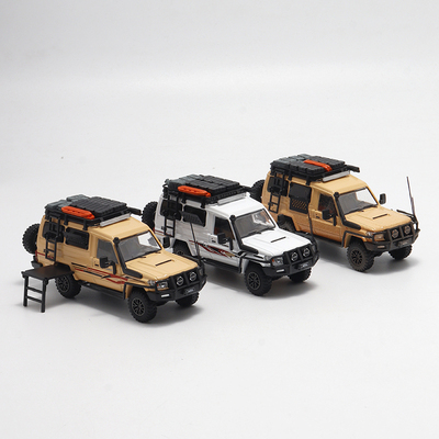 AM 丰田LC78运兵车 兰德酷路泽J70 改装车 1:64 仿真合金汽车模型
