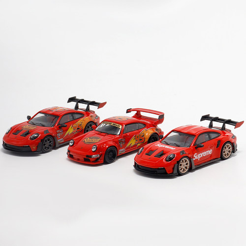 BSC 1:64 保时捷911 992 GT3 RS闪电麦昆Supreme仿真汽车模型964