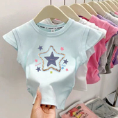 洋气t恤女童网红炸街短袖 儿童上衣大童韩版 2025夏装 女孩修身 新款