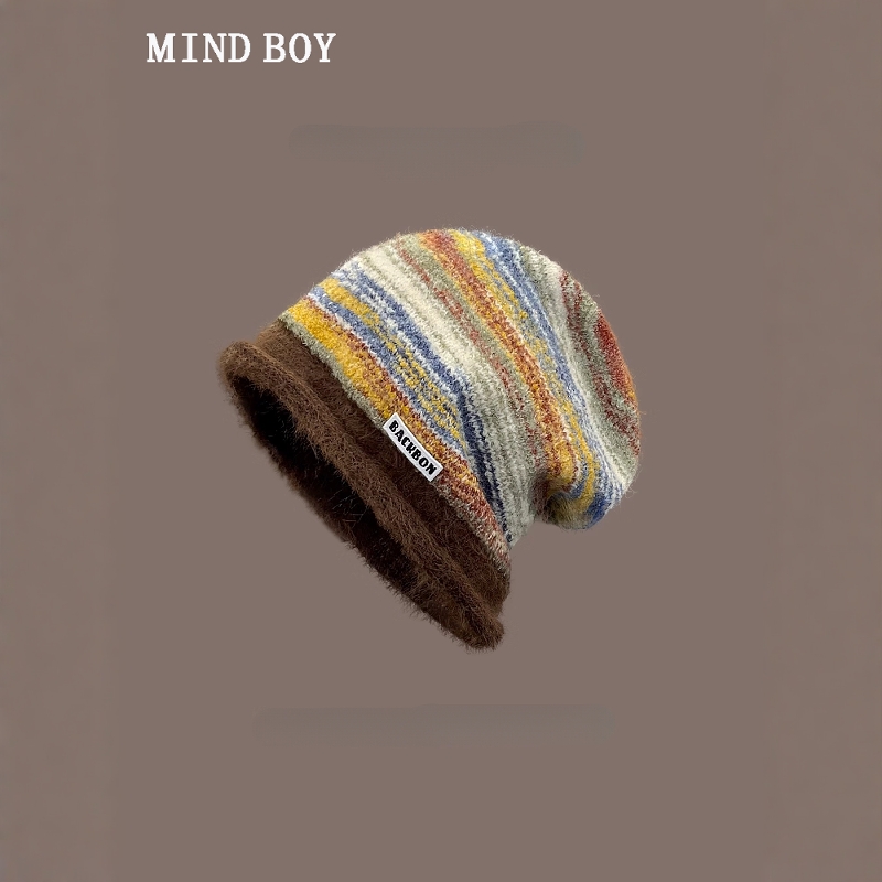 加绒厚日系堆堆帽子女秋冬季大头围防寒保暖百搭包头帽套头冷帽b9