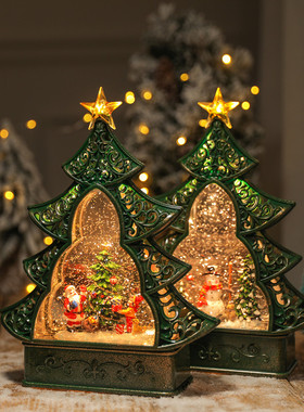 圣诞节树雪花水晶球款八音盒儿童女生孩音乐盒下雪摆件生日礼物C2