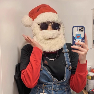 圣诞老人帽胡子圣诞礼物儿童成人男生女孩装饰头饰拍照道具氛围A9