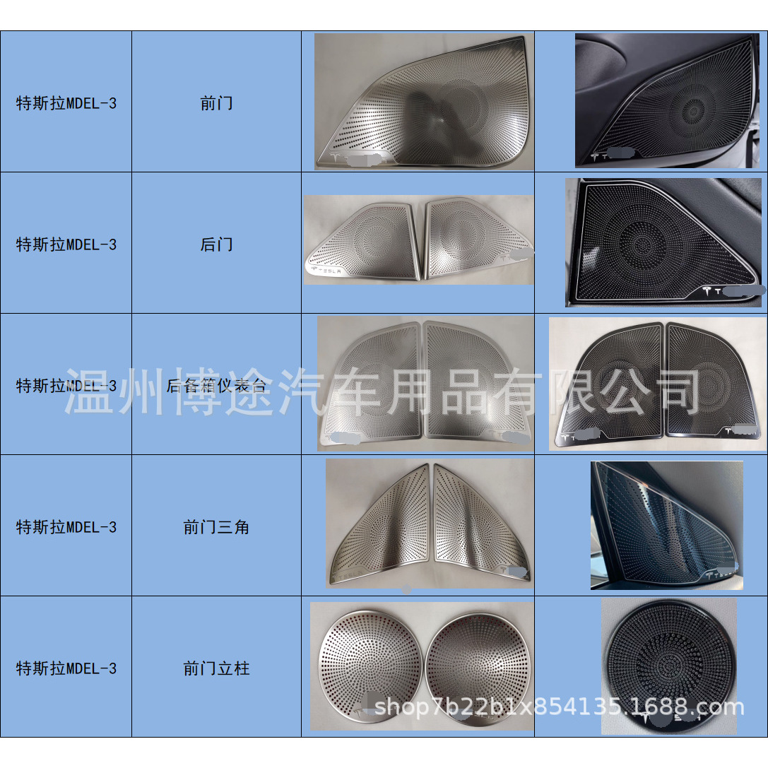 适用于特斯拉Model3y MDELX MDY喇叭罩音响罩车门防踢垫贴片改装