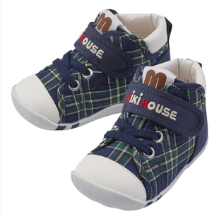 9301 日本制13 496 男女英伦格纹一段二段学步鞋 MIKIHOUSE23新款