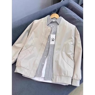 美式复古飞行员夹克男女秋季纯色宽松立领棒球服简约通勤休闲外套