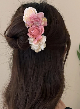 甜美超仙仿真牡丹u型发簪