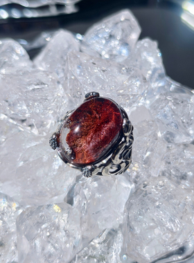 【恶魔】纯净体巴西红幽灵925纯银镶嵌戒指