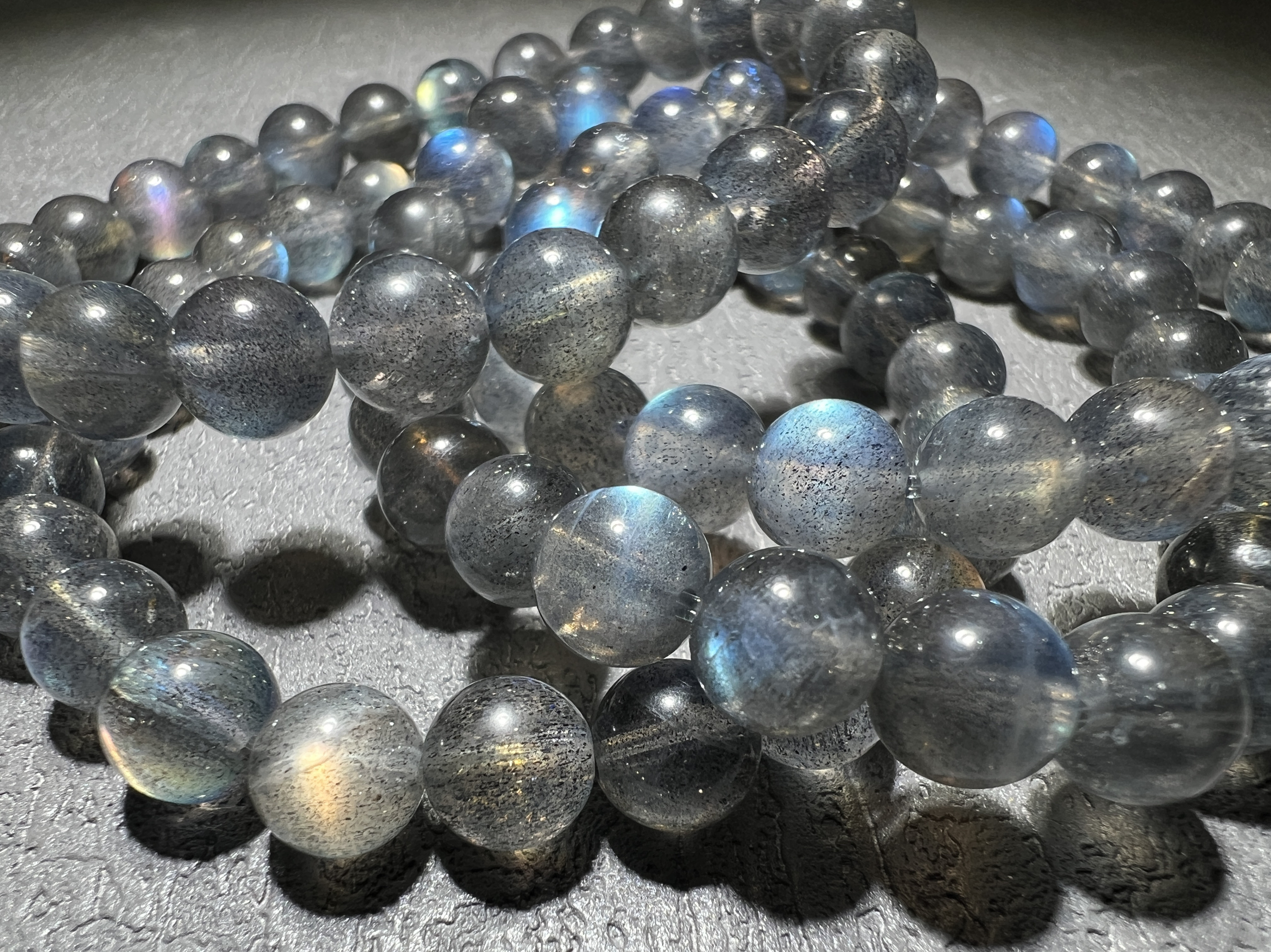 【妖道】黑底拉长石颗颗强光超高品 配珠海蓝宝神女原创设计