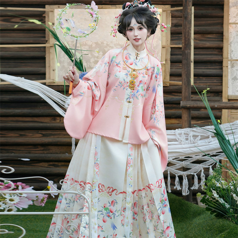明制马面裙套装汉服女2026新款春夏季原创改良印花中国风仙气古装