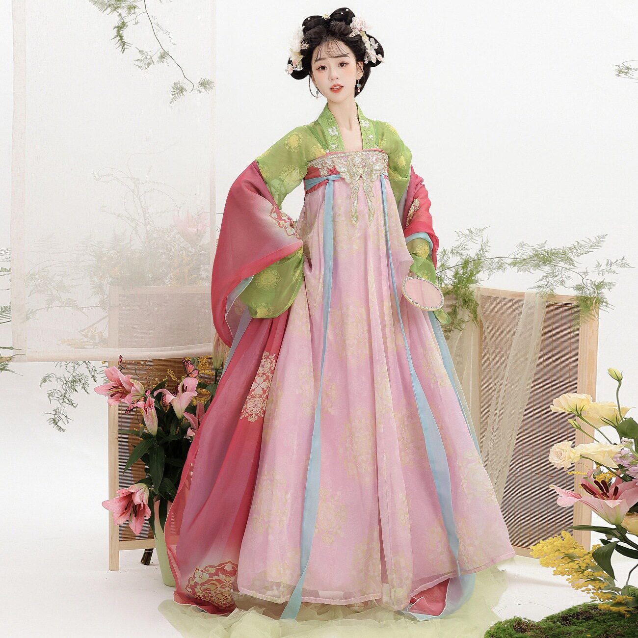 汉服女春夏季款唐制齐胸襦裙刺绣古风元素小个子套装绣花