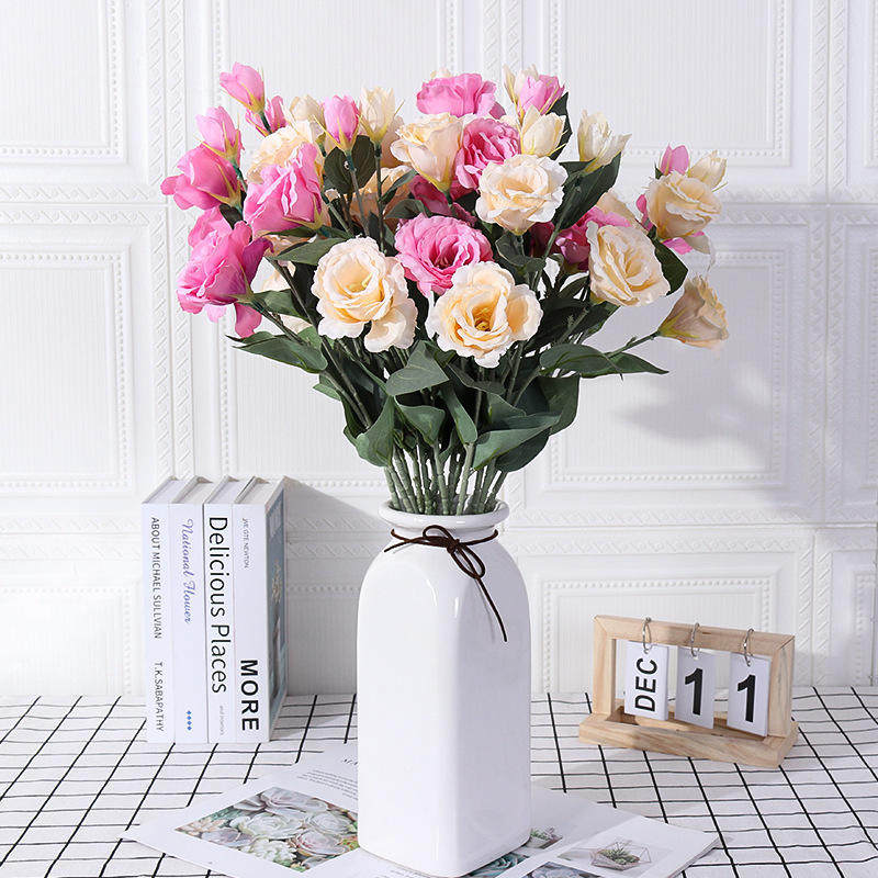 3头桔梗花仿真3头洋桔梗仿真绢花假花人造花路引婚庆家居布置装饰