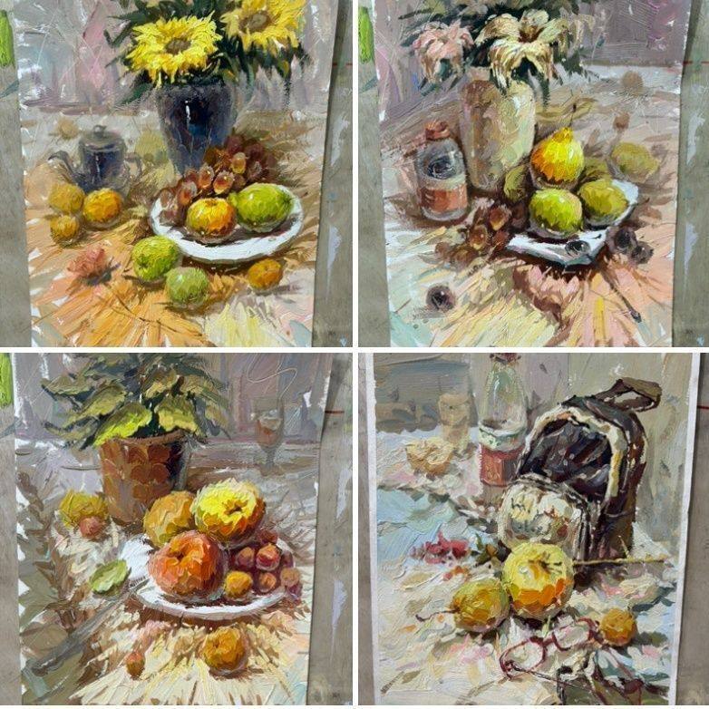 色彩静物成品现货纯手绘原稿色彩现代装饰画
