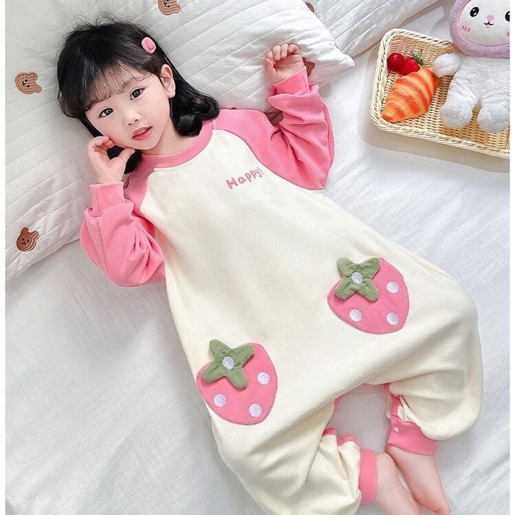 女童长袖秋冬新款连体睡衣儿童保暖家居服中小童防踢被睡袋连身衣