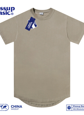 wassup basic 240g圆弧下摆纯棉基础款纯色打底衫短袖T恤男女上衣