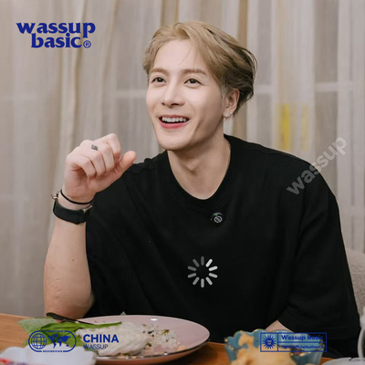 wassup basic 王嘉尔同款潮牌趣味加载中图标短袖t恤男纯棉体恤衫