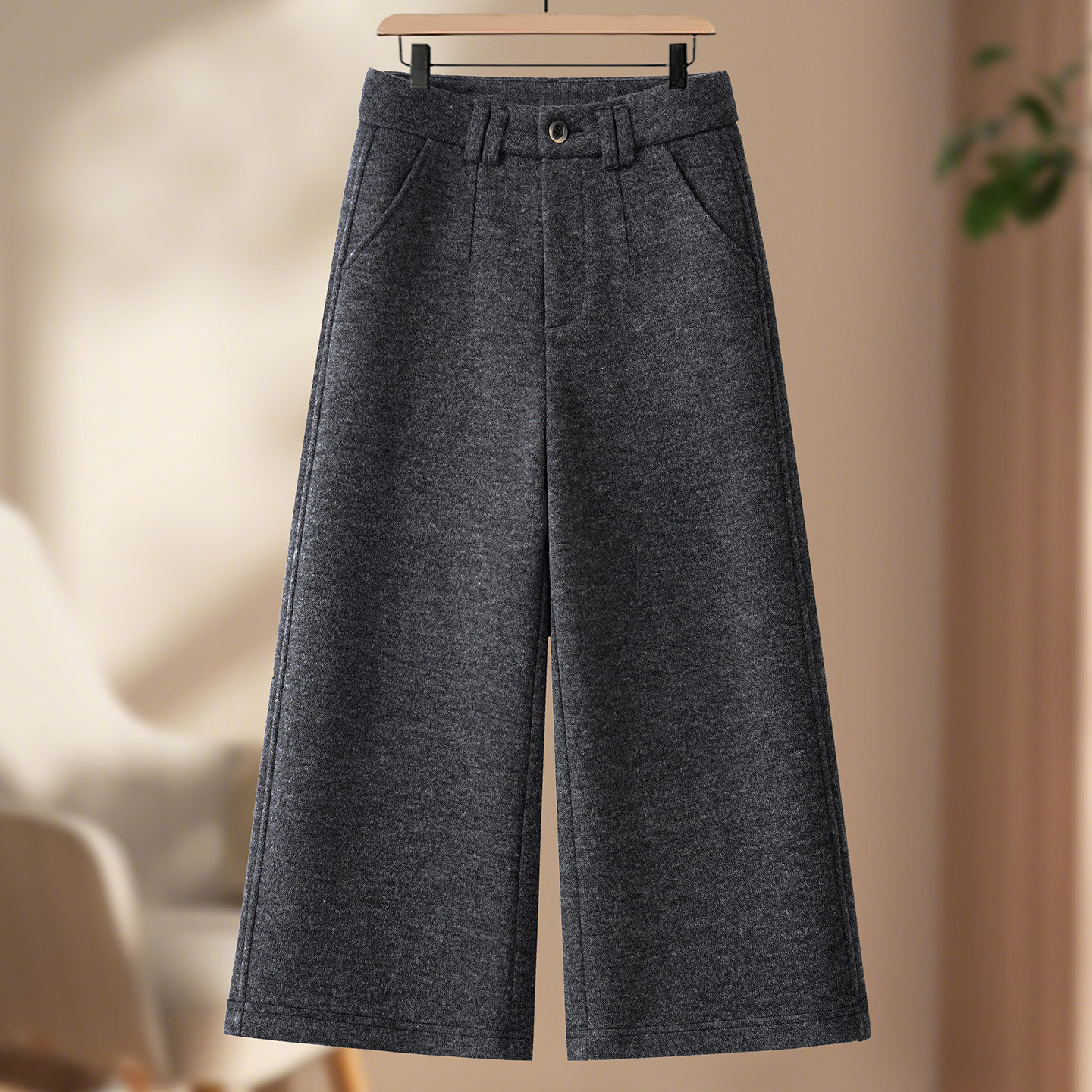 高腰羊毛阔腿裤女2025新款