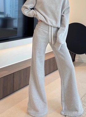 正确版RARELY微喇运动裤女2024秋冬新款高腰显瘦马蹄休闲微喇卫裤