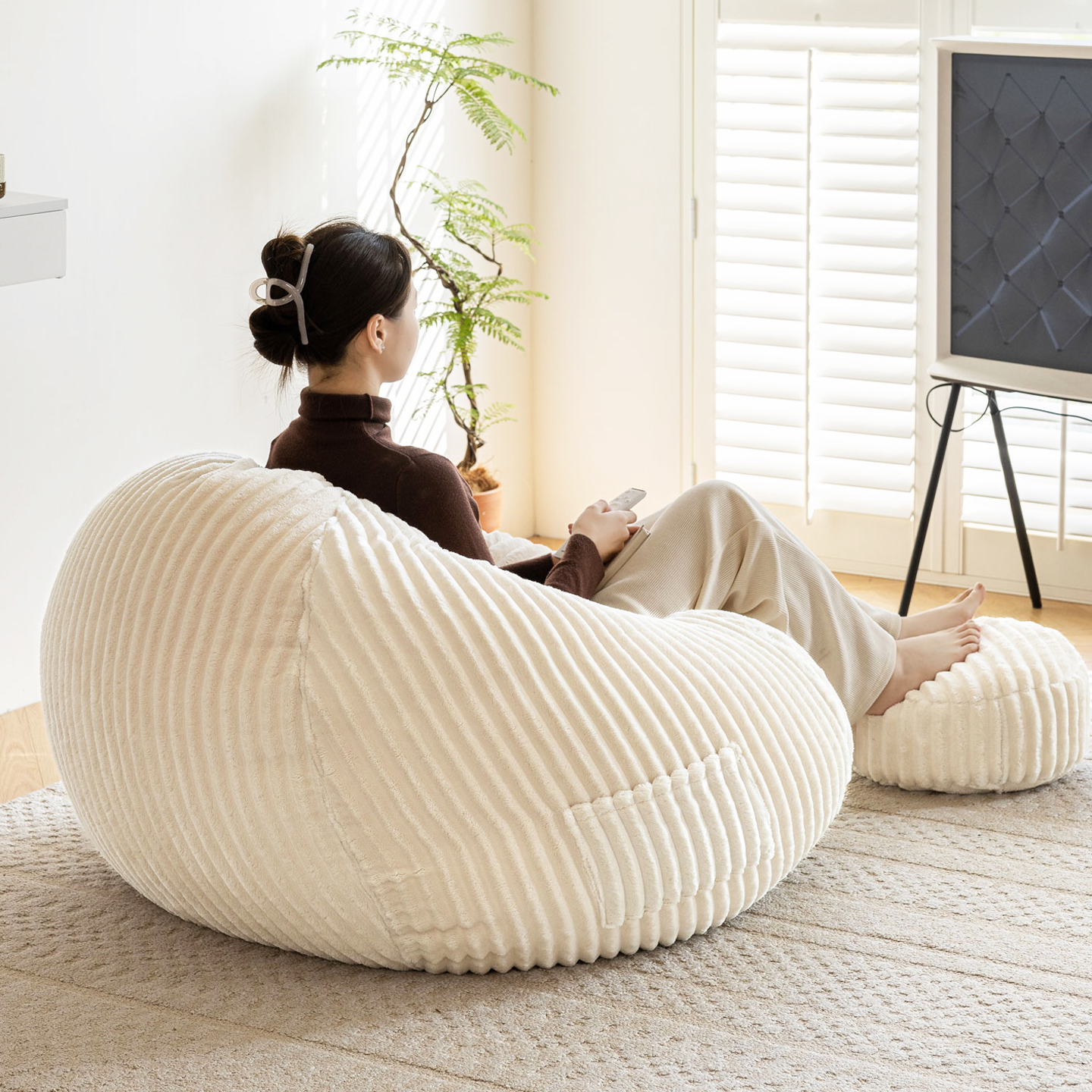 兔毛绒懒人沙发秋冬款豆袋可躺