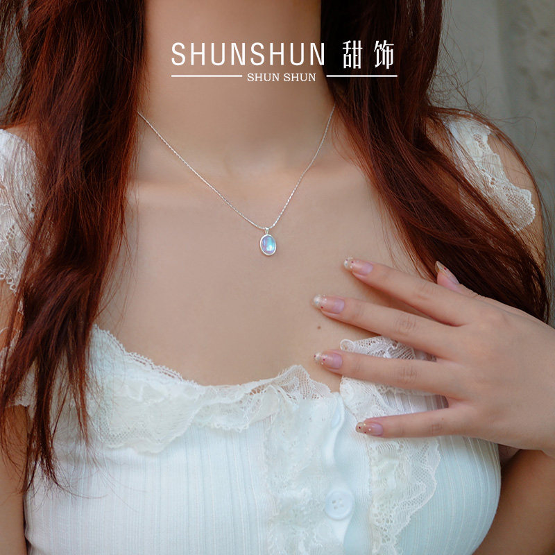 月光石s925蛇骨链女项链小众高级