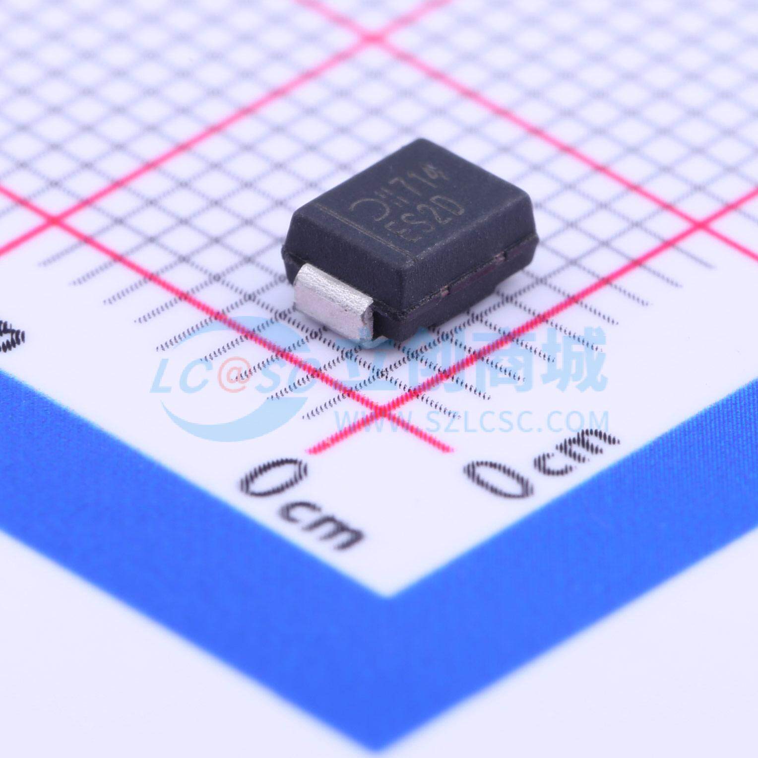 快恢复/高效率二极管 ES2D-13-F SMB 200V 2A DIODES(美台) 原装