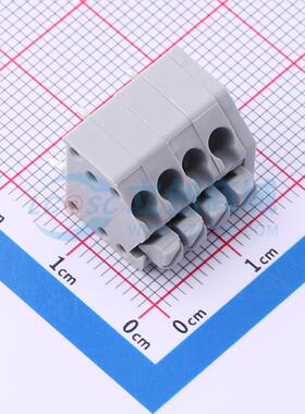 5只起 弹簧式接线端子 DB250B-3.5-4P-GY 插件P=3.5mm(交错脚) 4P