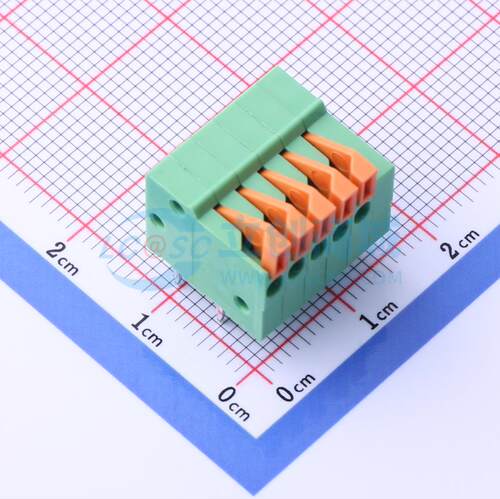 5只起 弹簧式接线端子 JL141R-25405GA1 弯插,P=2.54mm 1x5P 5P