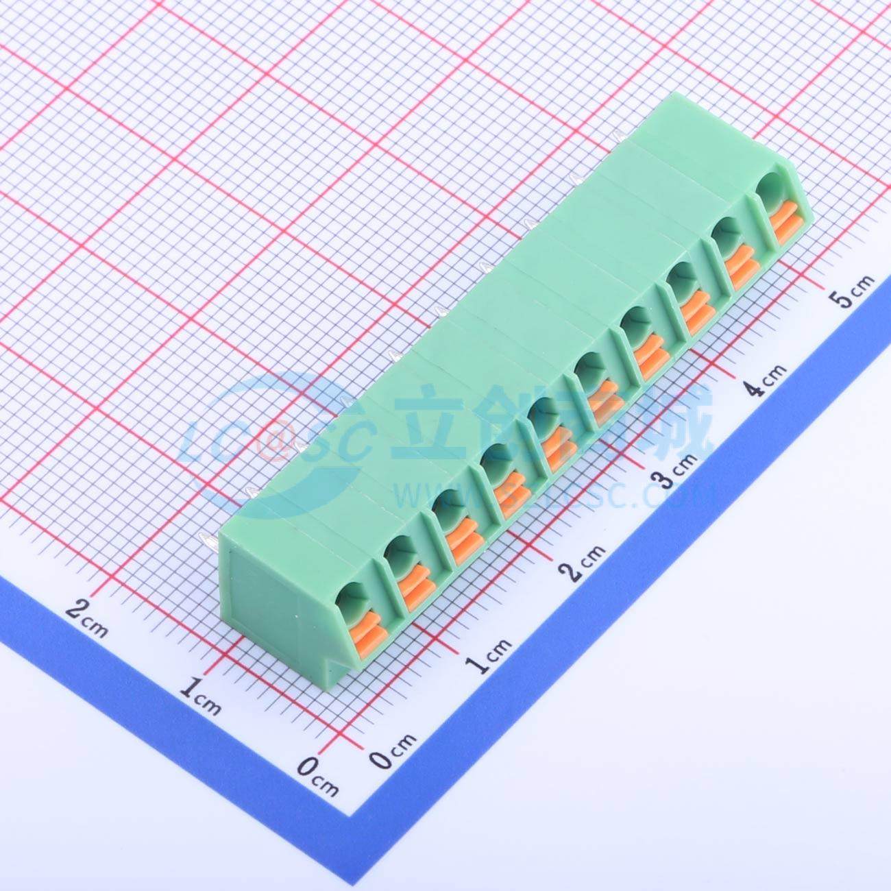 5只起 弹簧式接线端子 KF250NH-5.0-10P 插件P=5mm 1x10P 10P 原