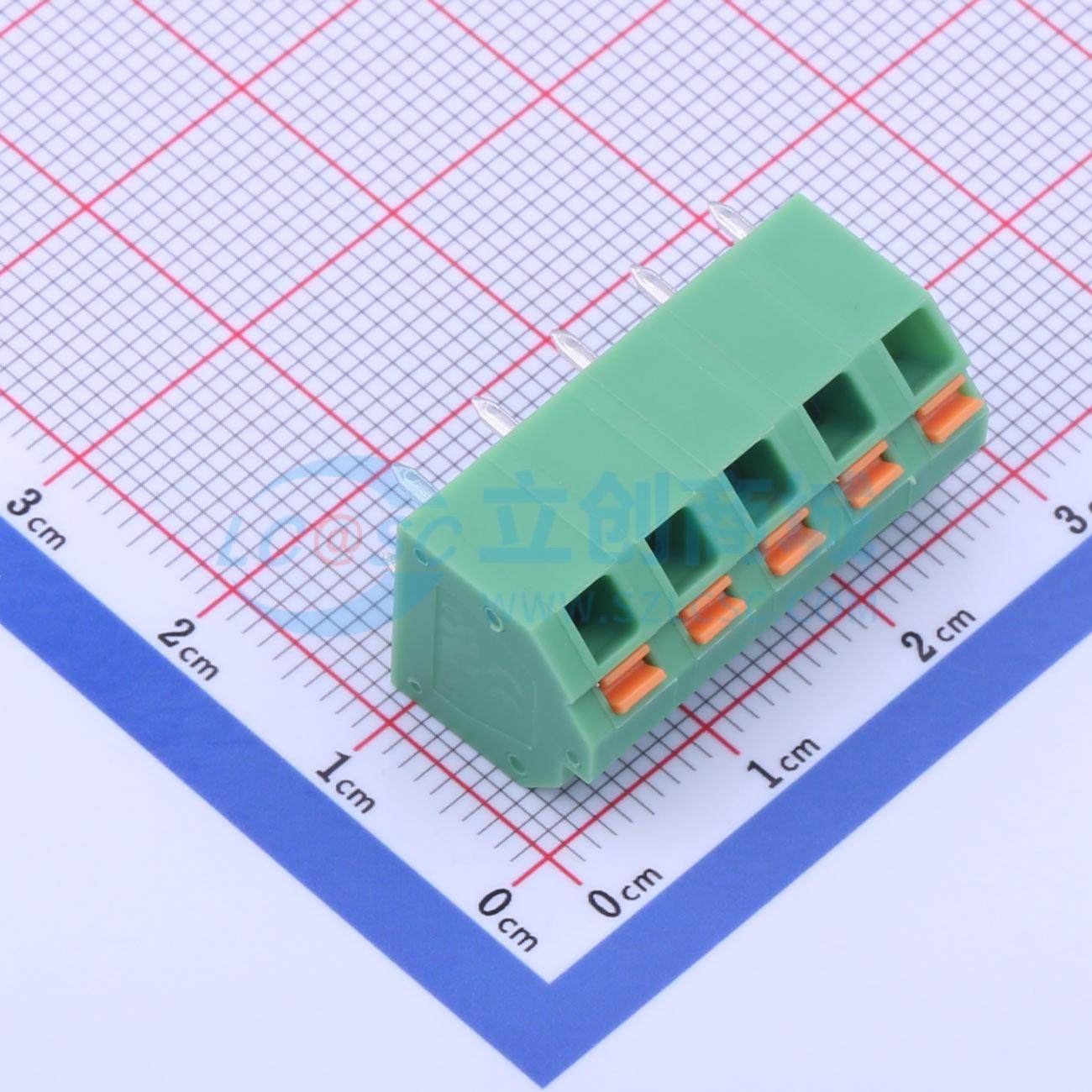 5只起 弹簧式接线端子 KF250NH-5.08-5P 插件P=5.08mm 1x5P 5P 原