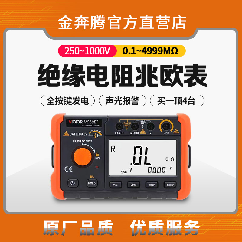 绝缘电阻测试仪VC60B+兆欧表250V智能检测仪电工摇表绝缘表