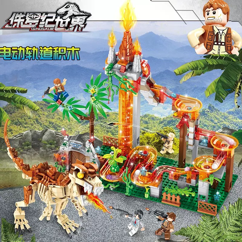 2025新款侏罗纪恐龙积木拼装电动玩具男孩子益智拼图6到12岁礼物