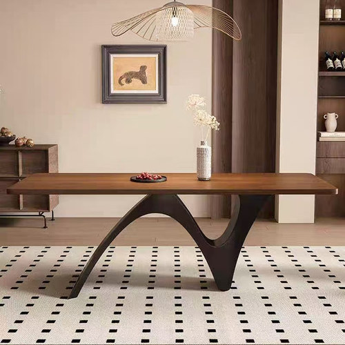 大理石中古风岛台大板桌腿