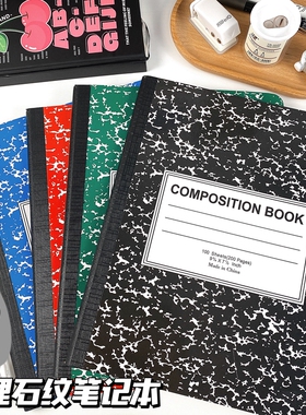 美式复古大理石纹笔记本日记本超厚100张学生练习本考研本雪花本