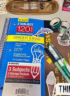 凯萨KAISA灵感系列美式线圈笔记本中学生科目凯撒加厚A4本子复古