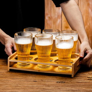 水晶玻璃啤酒杯套装 高颜值轻奢高档创意饮料果汁杯家用大容量杯子