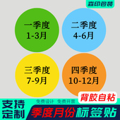 定做季 度标签不干胶圆形贴纸色贴季 度不干胶贴纸标记贴15mm30mm