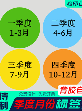 定做季度标签不干胶圆形贴纸色贴季度不干胶贴纸标记贴15mm30mm