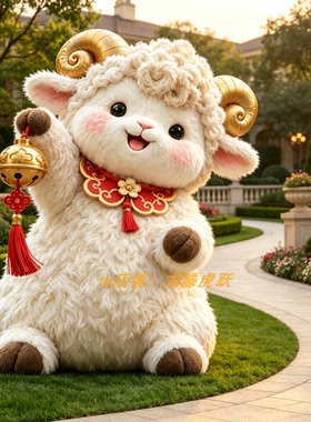 羊年大型毛绒小羊新年打卡摆件