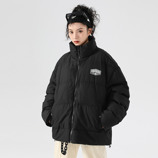 男女同款 logo印花面包字母纯色立领宽松加绒加厚棉服 DIDO FIDO