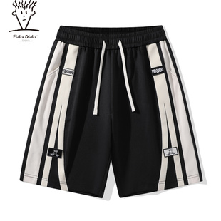 断码 FIDO 街头侧边条纹撞色拼接绣标系带休闲短裤 美式 清仓 DIDO