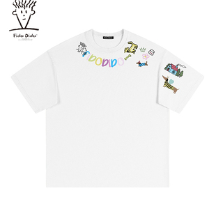 DIDO 男女同款 美式 T恤上衣 复古速干圆领落肩休闲重磅短袖 FIDO