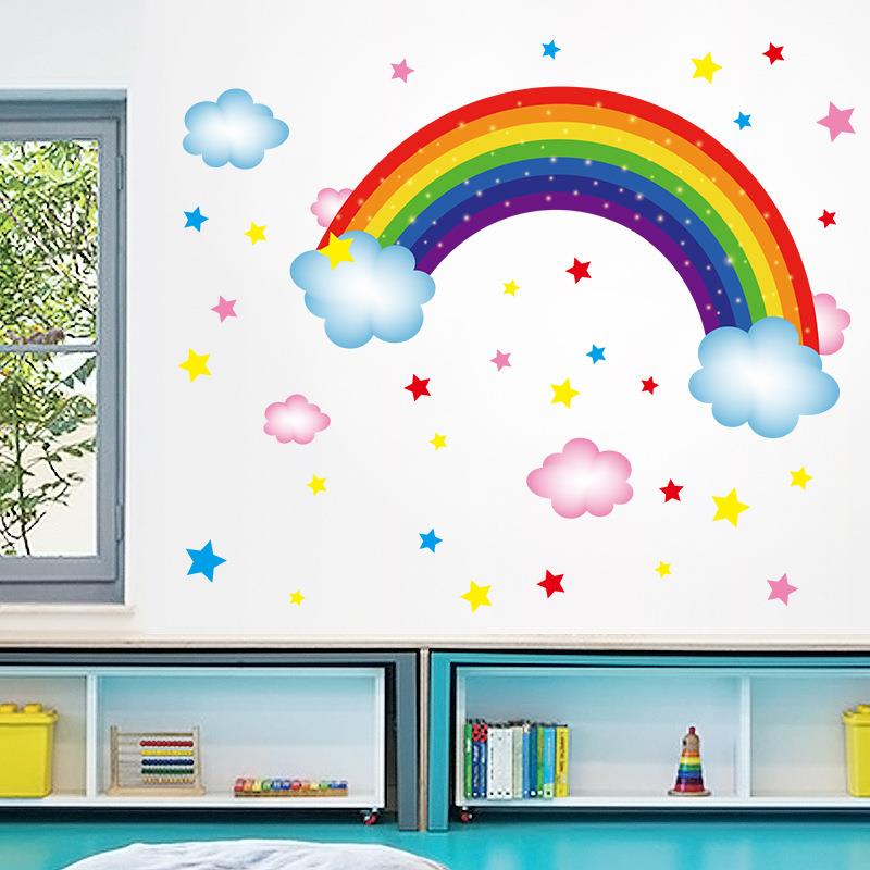 星星彩虹墙贴画儿童房玄关幼儿园早教桌面阅读区布置装饰图片