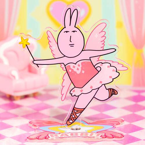 粉红兔子myfriend原创兔女郎仙女旋转立牌解压搞笑玩具桌面摆件