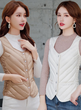 羽绒马甲女短款修身新保暖背心轻薄内穿马夹韩版坎肩羽绒服内胆冬