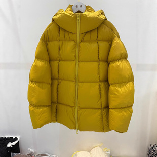 2025冬季 50白鸭绒泡芙连帽方块羽绒服女一手长宽松保暖外套 新款