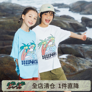 半袖 mipo 2025新款 儿童落日T恤男童女童短袖 上衣纯棉 SS24夏装