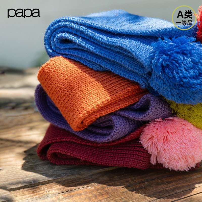 papa爬爬秋季儿童围巾男女童大毛球针织毛线围脖外出保暖,童装/婴儿装/亲子装,围巾,淘宝优惠券,粉丝福利购,淘宝优惠卷