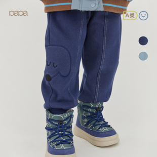 papa爬爬秋冬儿童针织牛仔休闲裤 子卡通休闲百搭时髦潮 男女宝宝裤