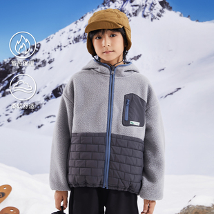 mipo冬季儿童摇粒绒外套奥莱outlets户外男女童轻量保暖连帽上衣